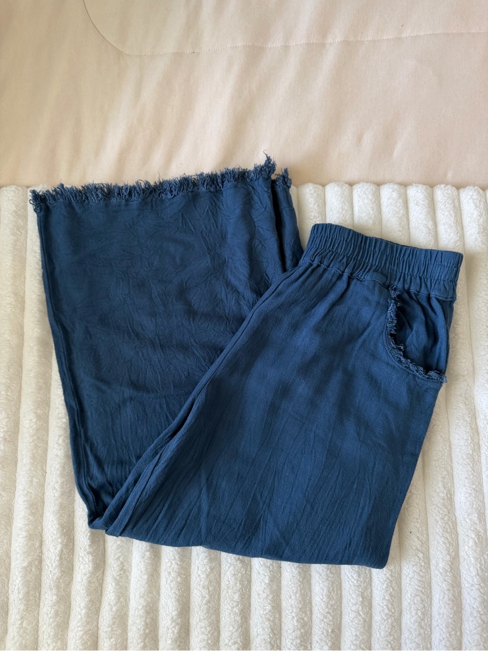 Umgee Wide Leg Pants in Navy Blue